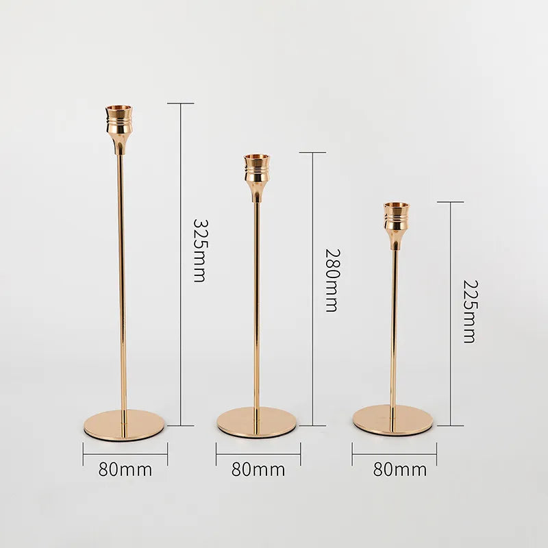 Świecznik - zestaw 3 sztuk - 2 kolory - świece stołowe - nastrojowe
