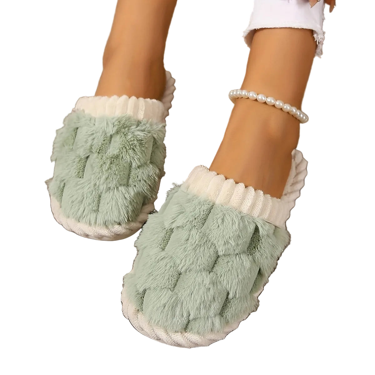 Ciepłe kapcie Teddy z wzorem plastra miodu – miękkie i wygodne kapcie domowe dla kobiet