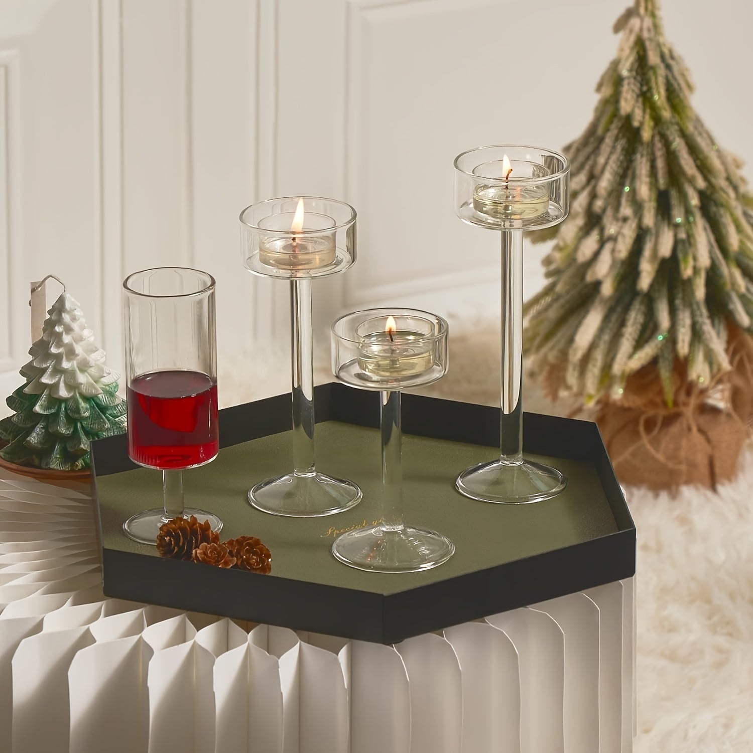 Świecznik - Szkło - 3 różne rozmiary - świeczniki stołowe - nastrojowe