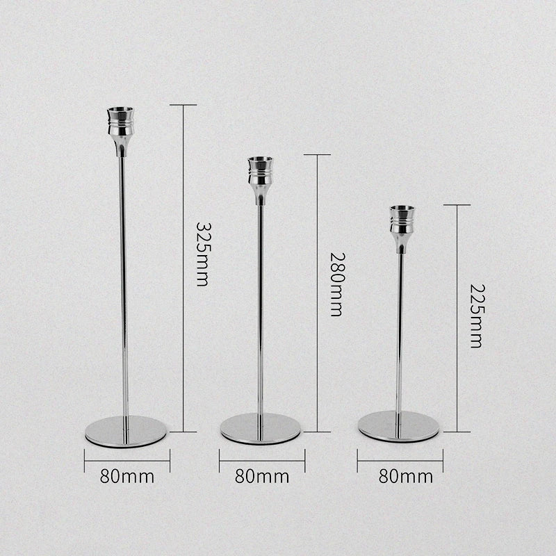 Świecznik - zestaw 3 sztuk - 2 kolory - świece stołowe - nastrojowe